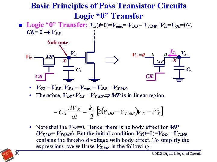 Basic Principles of Pass Transistor Circuits Logic “ 0” Transfer n Logic “ 0”