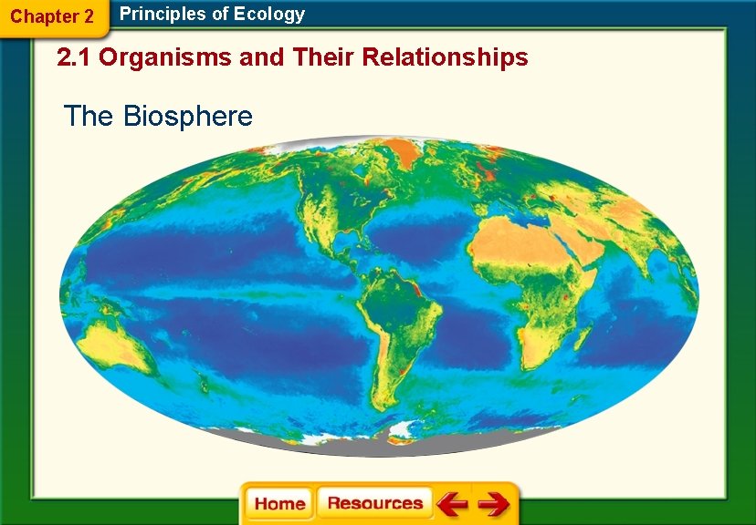 Chapter 2 Principles of Ecology 2. 1 Organisms and Their Relationships The Biosphere 