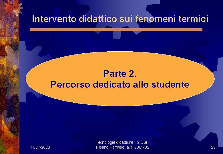  Intervento didattico sui fenomeni termici Parte 2. Percorso dedicato allo studente 11/27/2020 Tecnologie