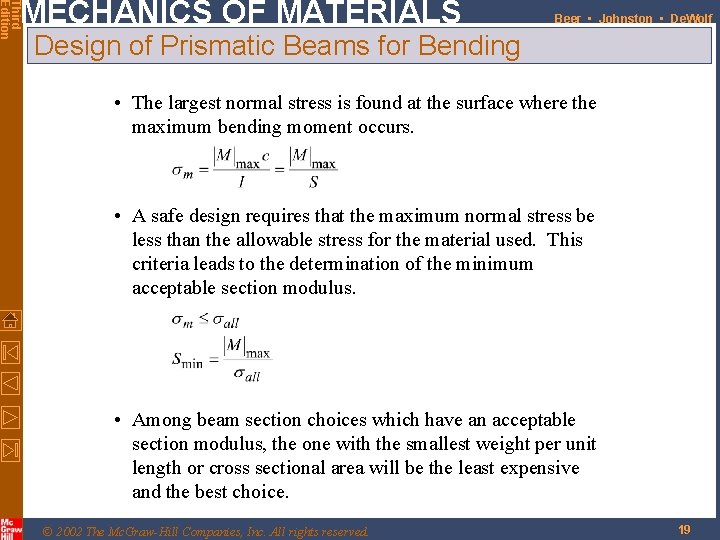 Third Edition MECHANICS OF MATERIALS Beer • Johnston • De. Wolf Design of Prismatic