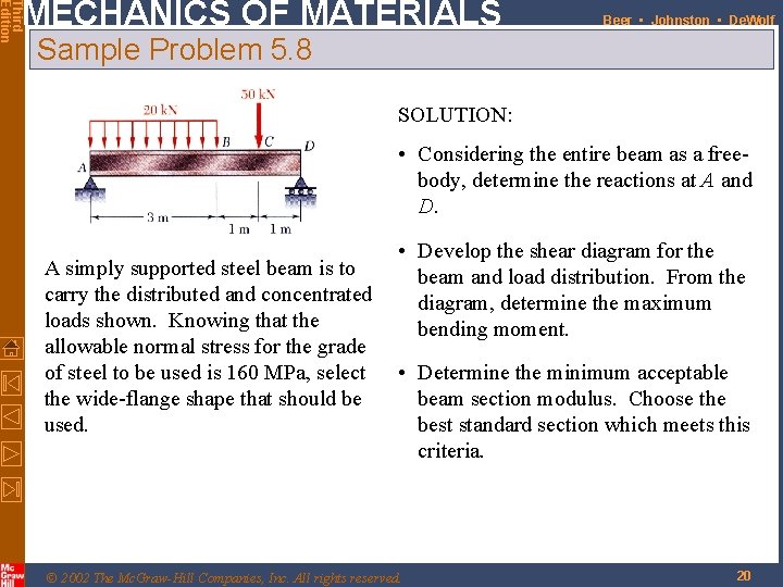 Third Edition MECHANICS OF MATERIALS Beer • Johnston • De. Wolf Sample Problem 5.