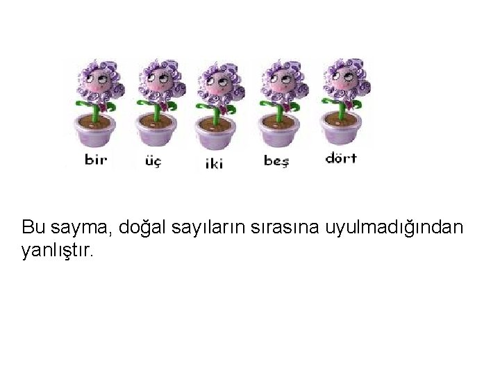 Bu sayma, doğal sayıların sırasına uyulmadığından yanlıştır. 