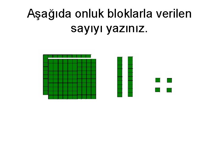 Aşağıda onluk bloklarla verilen sayıyı yazınız. 