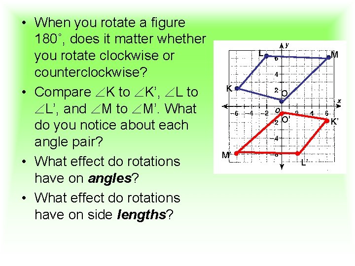  • When you rotate a figure 180˚, does it matter whether you rotate