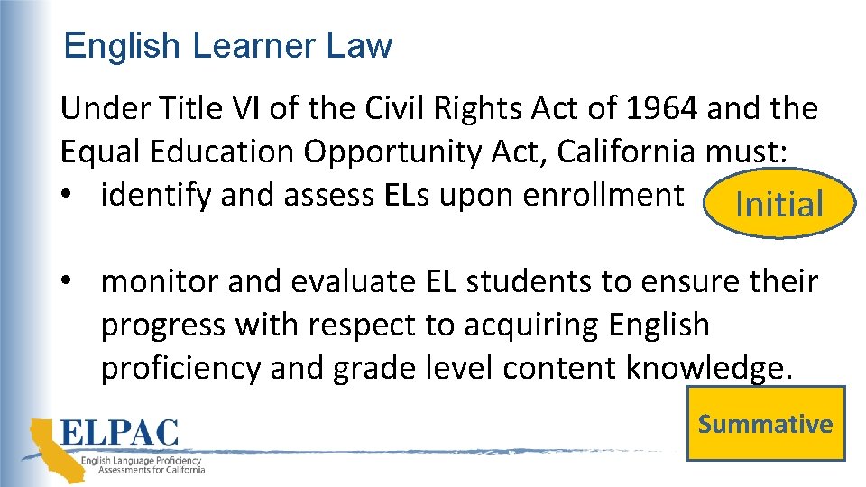 English Learner Law Under Title VI of the Civil Rights Act of 1964 and