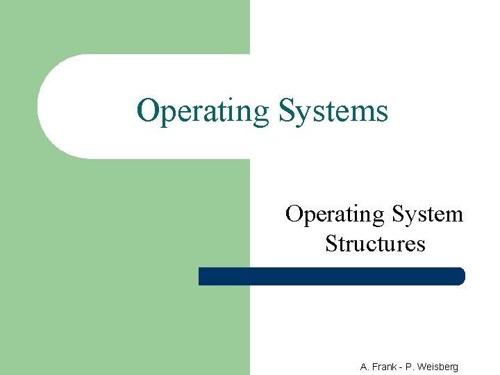 Operating Systems Operating System Structures A. Frank - P. Weisberg 