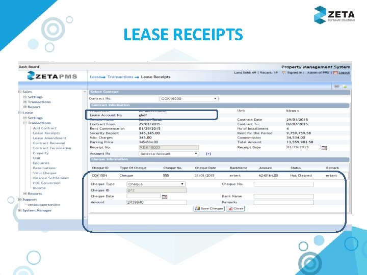 LEASE RECEIPTS 