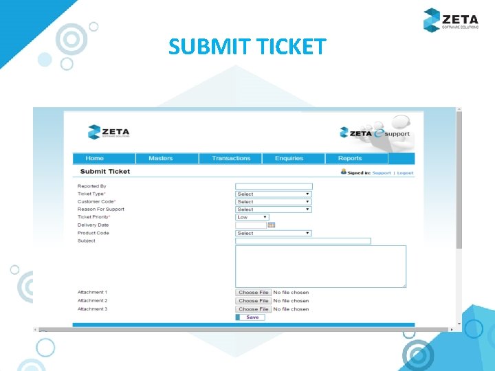 SUBMIT TICKET 