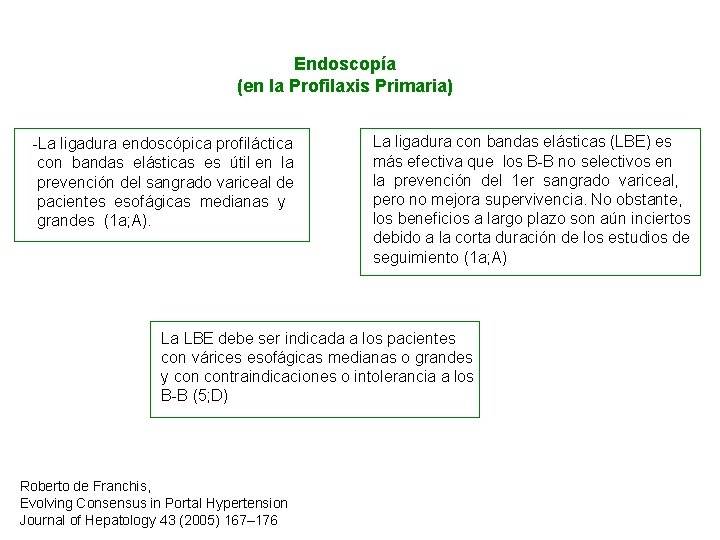 Endoscopía (en la Profilaxis Primaria) -La ligadura endoscópica profiláctica con bandas elásticas es útil