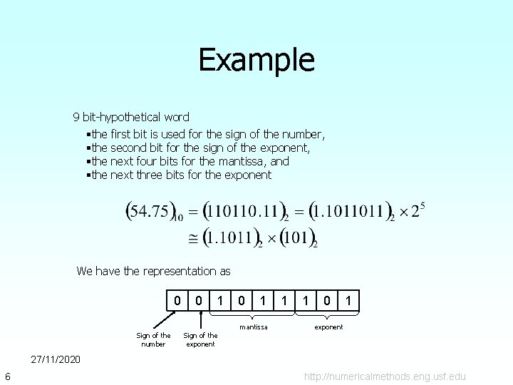 Example 9 bit-hypothetical word §the first bit is used for the sign of the