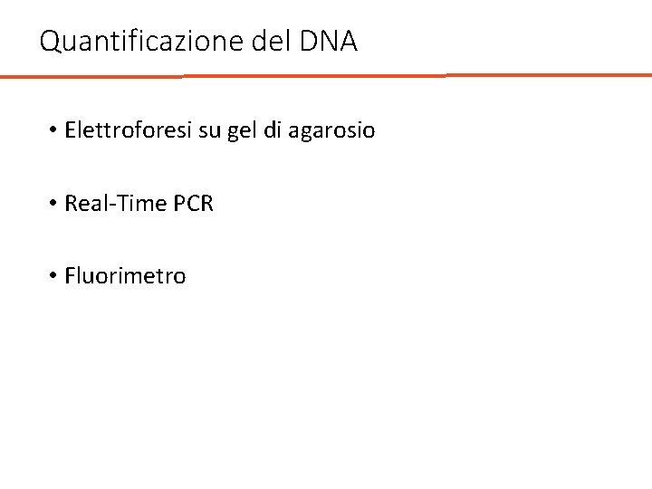 Quantificazione del DNA • Elettroforesi su gel di agarosio • Real-Time PCR • Fluorimetro