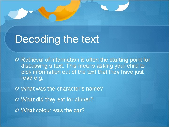 Decoding the text Retrieval of information is often the starting point for discussing a Decoding the text Retrieval of information is often the starting point for discussing a