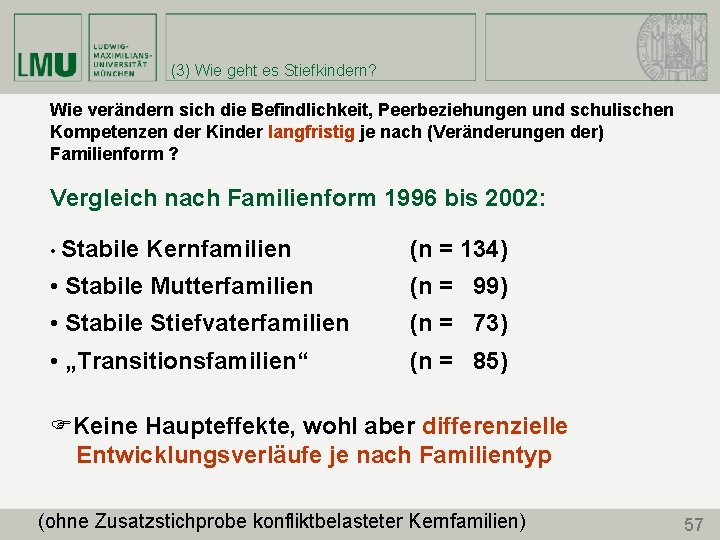 (3) Wie geht es Stiefkindern? Wie verändern sich die Befindlichkeit, Peerbeziehungen und schulischen Kompetenzen