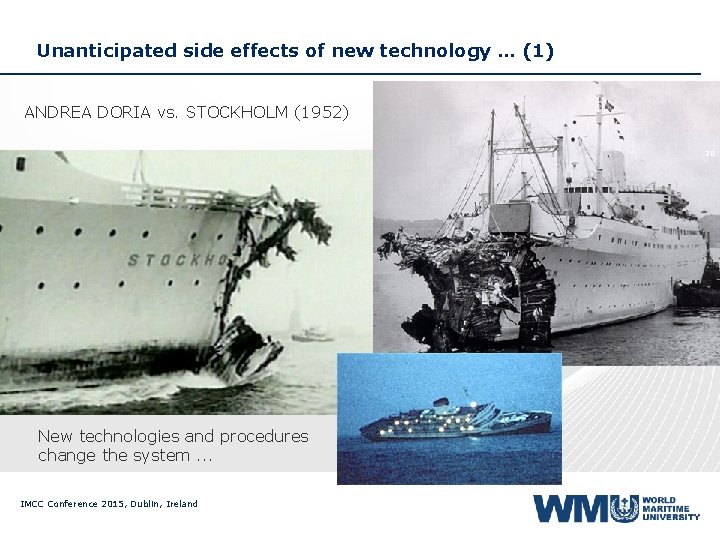 Unanticipated side effects of new technology … (1) ANDREA DORIA vs. STOCKHOLM (1952) 20