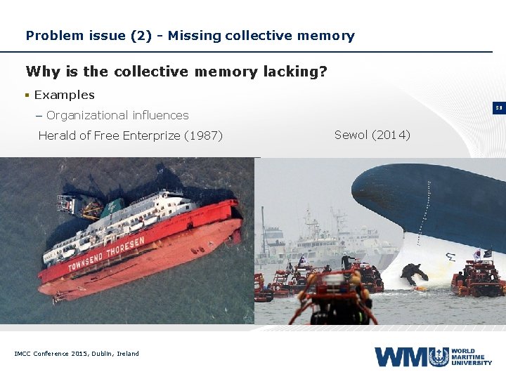 Problem issue (2) - Missing collective memory Why is the collective memory lacking? §