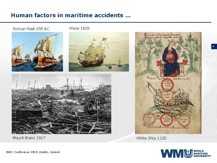 Human factors in maritime accidents … Roman fleet 255 BC Wasa 1628 4 Mount