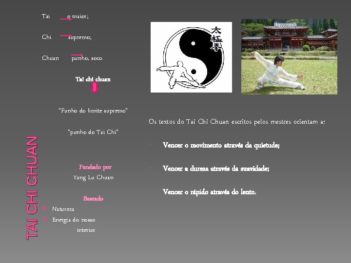 Tai o maior; Chi supremo; Chuan punho, soco. Tai chuan TAI CHUAN “Punho do