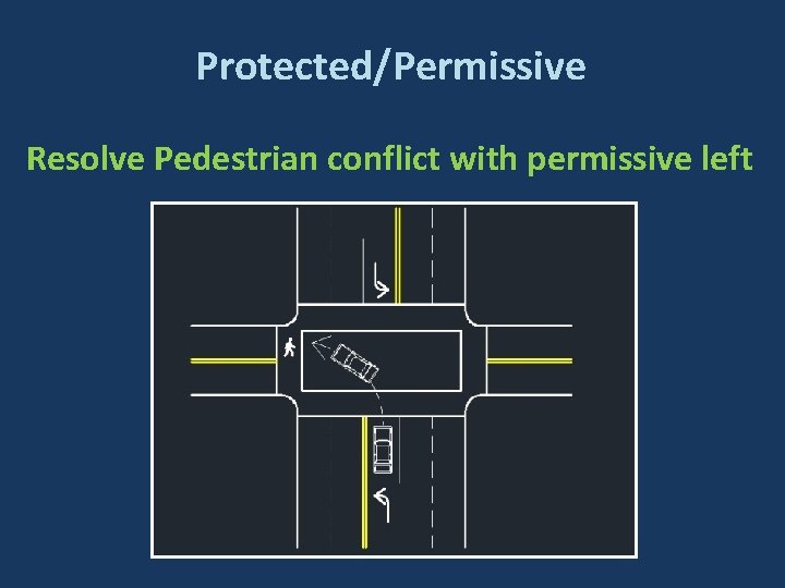 Protected/Permissive Resolve Pedestrian conflict with permissive left Protected/Permissive Resolve Pedestrian conflict with permissive left