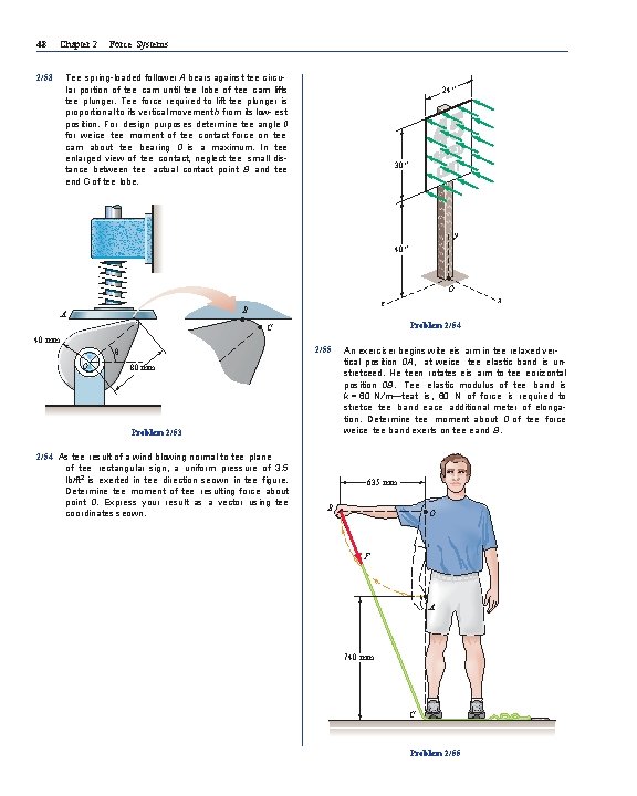 48 Chapter 2 2/53 Force Systems Tee spring-loaded follower A bears against tee circular