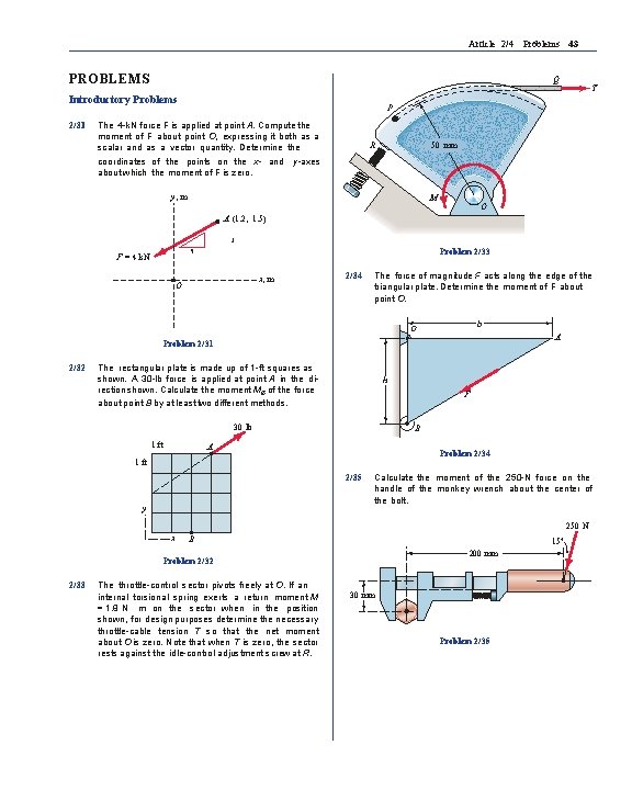 Article 2/4 Problems 43 PROBLEMS Q Introductory Problems 2/31 T P The 4 -k.