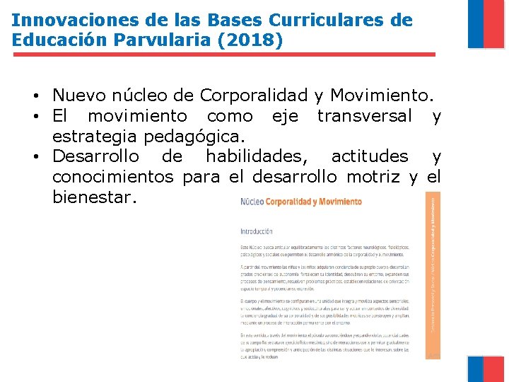 Innovaciones de las Bases Curriculares de Educación Parvularia (2018) • Nuevo núcleo de Corporalidad