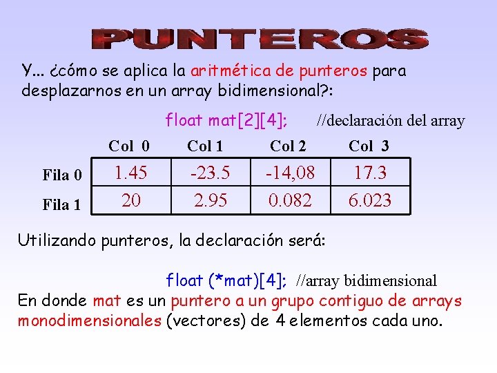 Y. . . ¿cómo se aplica la aritmética de punteros para desplazarnos en un