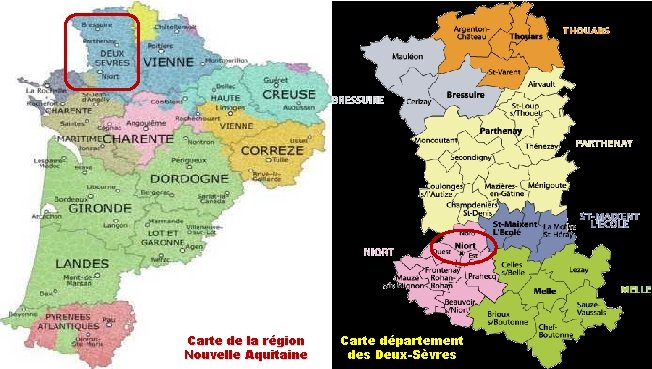 Carte de la région Nouvelle Aquitaine Carte département des Deux-Sèvres 