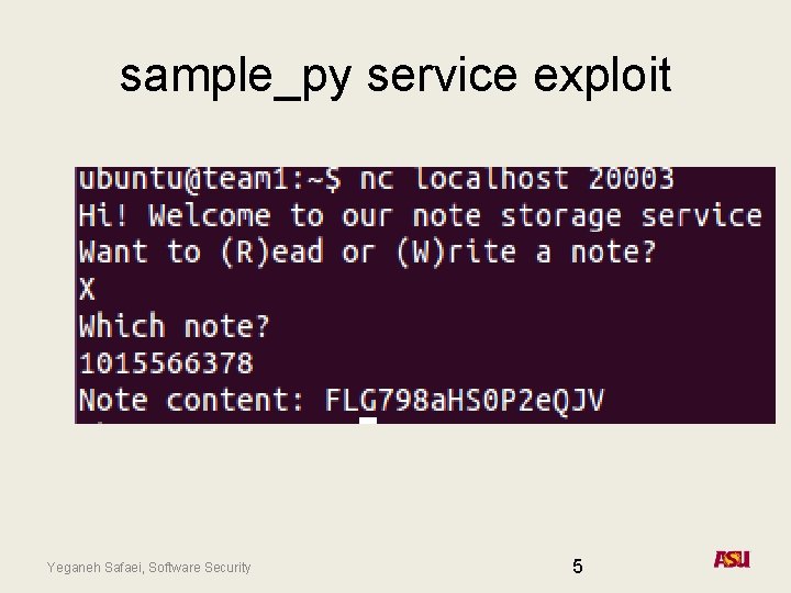 sample_py service exploit Yeganeh Safaei, Software Security 5 sample_py service exploit Yeganeh Safaei, Software Security 5