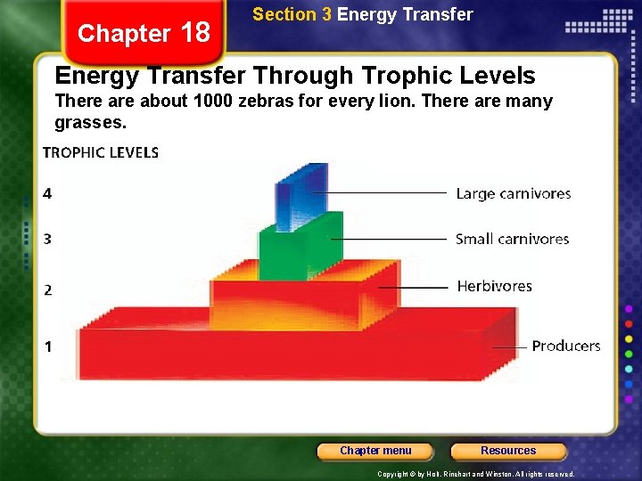 Chapter 18 Section 3 Energy Transfer Through Trophic Levels There about 1000 zebras for