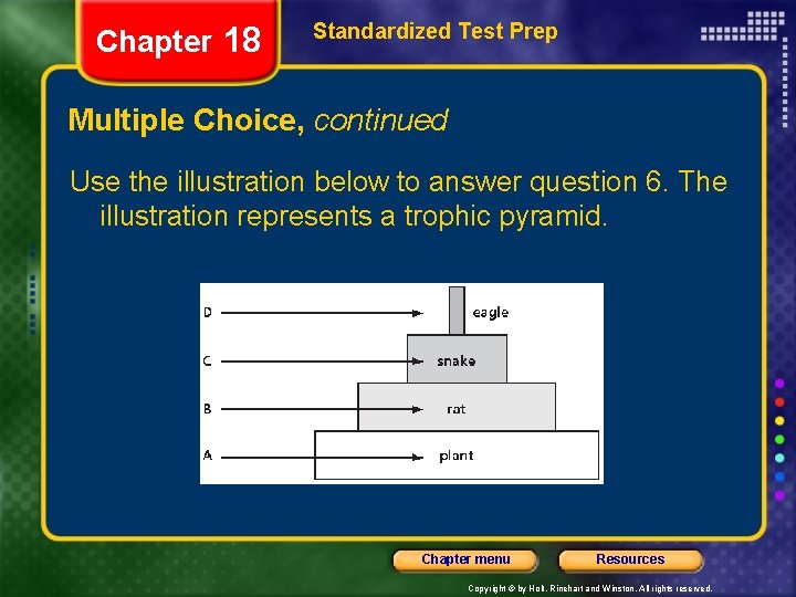 Chapter 18 Standardized Test Prep Multiple Choice, continued Use the illustration below to answer