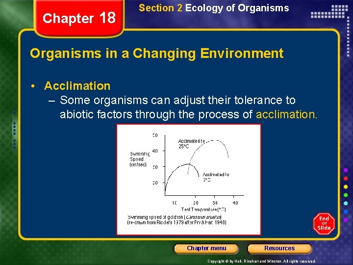 Chapter 18 Section 2 Ecology of Organisms in a Changing Environment • Acclimation –