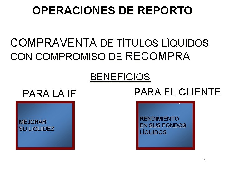 OPERACIONES DE REPORTO COMPRAVENTA DE TÍTULOS LÍQUIDOS CON COMPROMISO DE RECOMPRA PARA LA IF