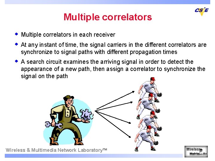 Multiple correlators w Multiple correlators in each receiver w At any instant of time,