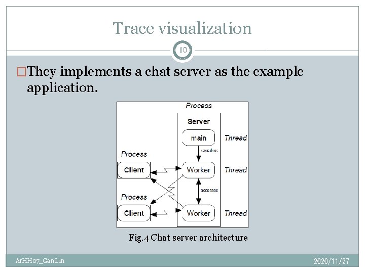 Trace visualization 10 �They implements a chat server as the example application. Fig. 4