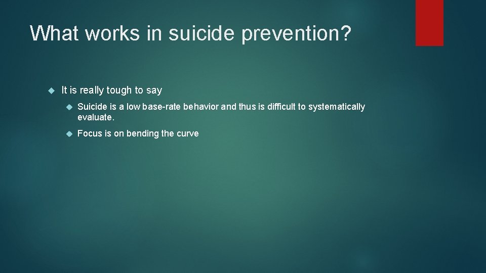 What works in suicide prevention? It is really tough to say Suicide is a