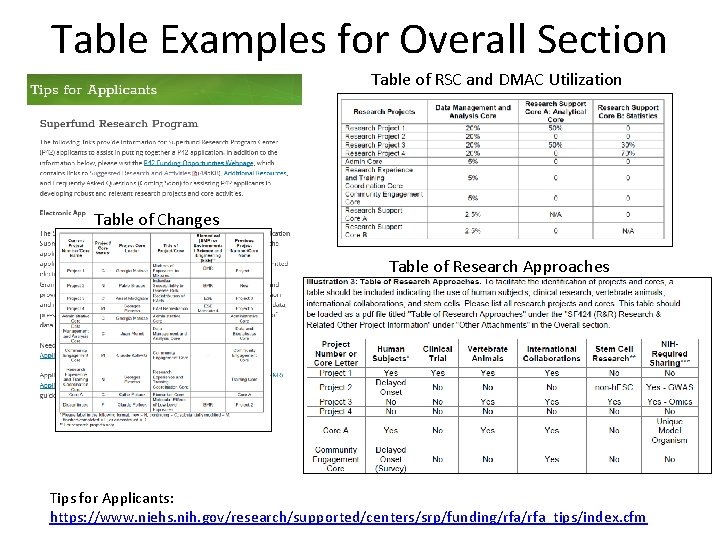 Table Examples for Overall Section Table of RSC and DMAC Utilization Table of Changes