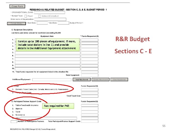 Itemize up to 100 pieces of equipment. If more, include total dollars in line