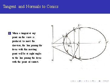 Tangent and Normals to Conics 1 When a tangent at any point on the