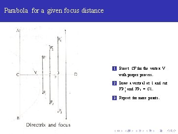 Parabola for a given focus distance 1 Bisect CF for the vertex V with