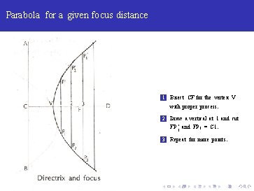 Parabola for a given focus distance 1 Bisect CF for the vertex V with