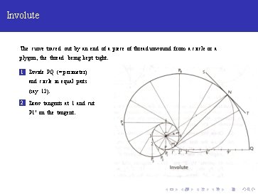 Involute The curve traced out by an end of a piece of thread unwound