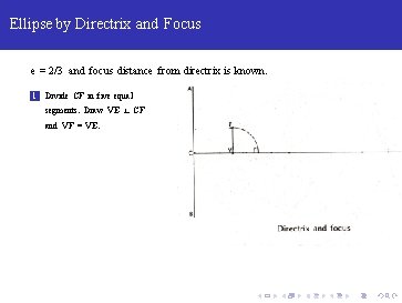 Ellipse by Directrix and Focus e = 2/3 and focus distance from directrix is