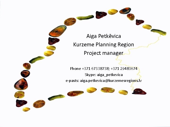 Aiga Petkēvica Kurzeme Planning Region Project manager Phone +371 67338738; +371 29483674 Skype: aiga_petkevica