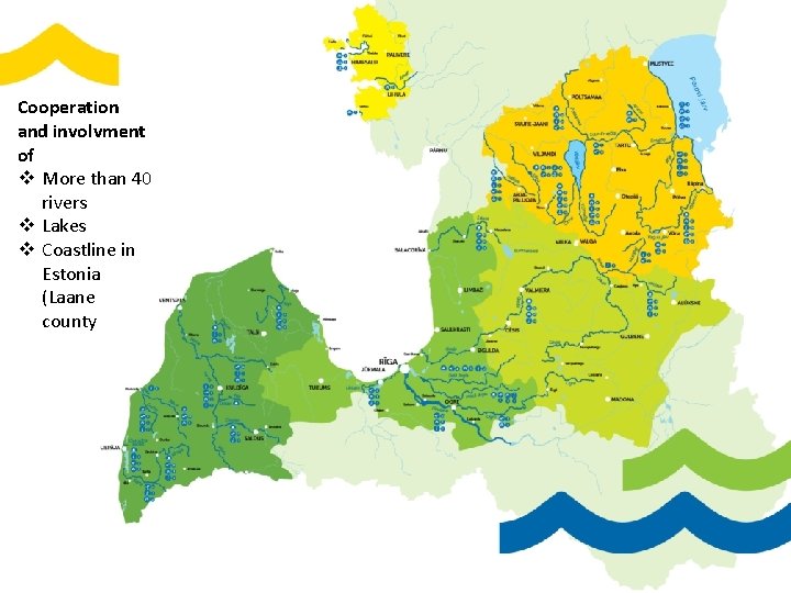 Project regions Cooperation and involvment of Cooperation v involvment Around 40 rivers are covered