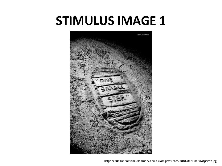 STIMULUS IMAGE 1 http: //9500160365 samuelbrandner. files. wordpress. com/2010/09/luna-footprint 2. jpg 