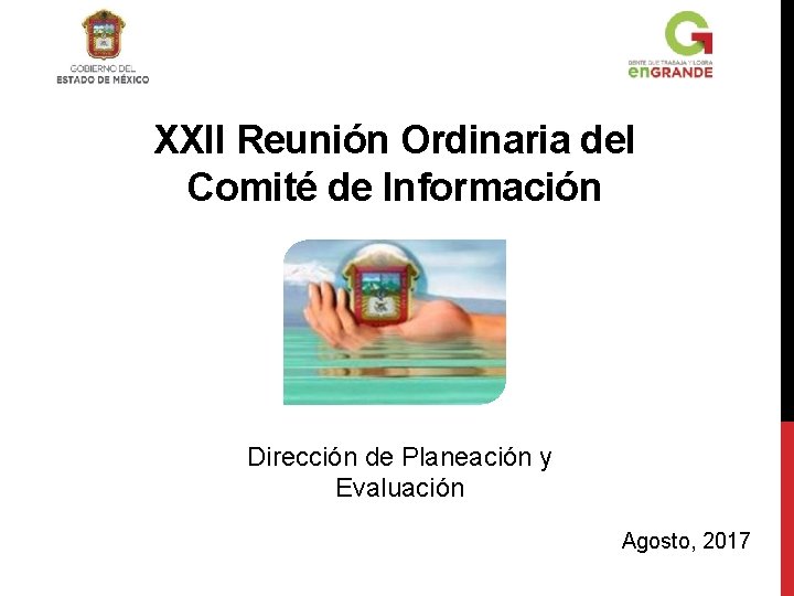 XXII Reunión Ordinaria del Comité de Información Dirección de Planeación y Evaluación Agosto, 2017