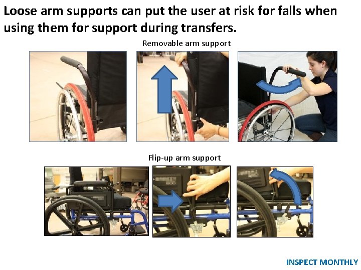 Loose arm supports can put the user at risk for falls when using them Loose arm supports can put the user at risk for falls when using them