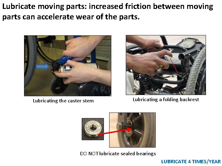 Lubricate moving parts: increased friction between moving parts can accelerate wear of the parts. Lubricate moving parts: increased friction between moving parts can accelerate wear of the parts.