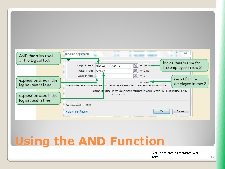 Using the AND Function New Perspectives on Microsoft Excel 2010 15 