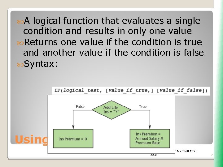  A logical function that evaluates a single condition and results in only one